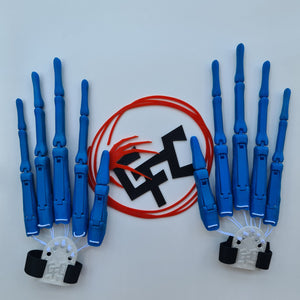 BLUE - Long Bone articulated fingers - size 90 - 2 hands/full set